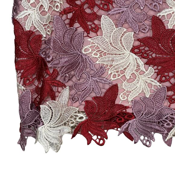 Adelyn Rae Lilly Lace Overlay Blouse Cream Pink Red Women Small NWT Romantic - Picture 5 of 8